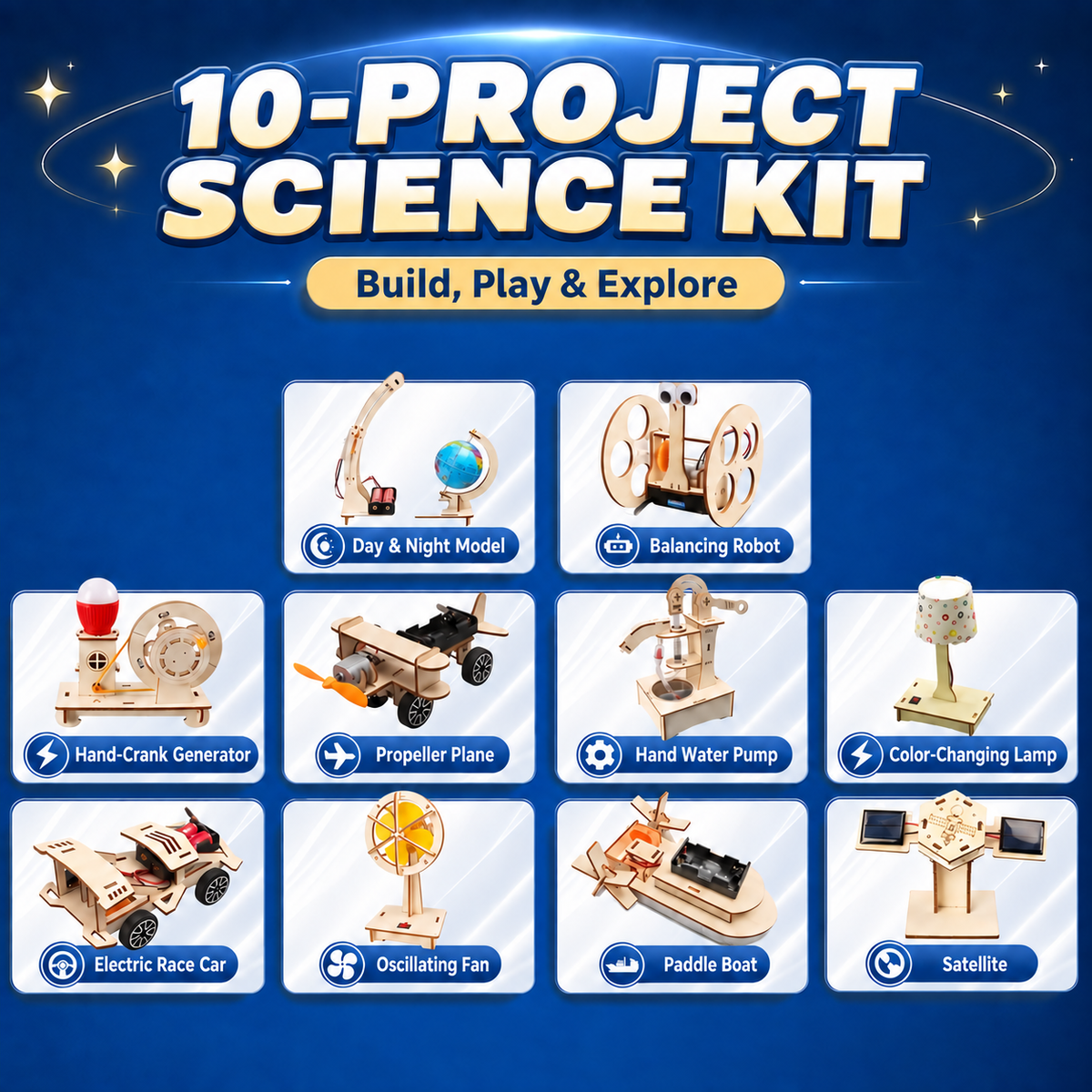 10-Project Selected DIY STEM Science Kit for Kids project contents