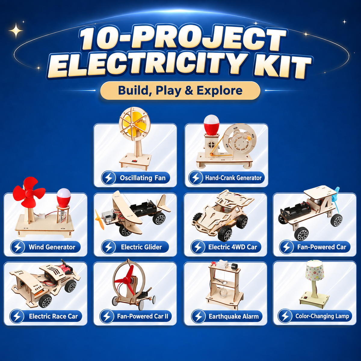 10-Project Electricity STEM Science Kit for Kids project contents