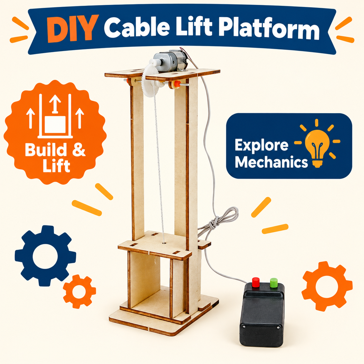 Cable Lift Platform DIY STEM kit product photo