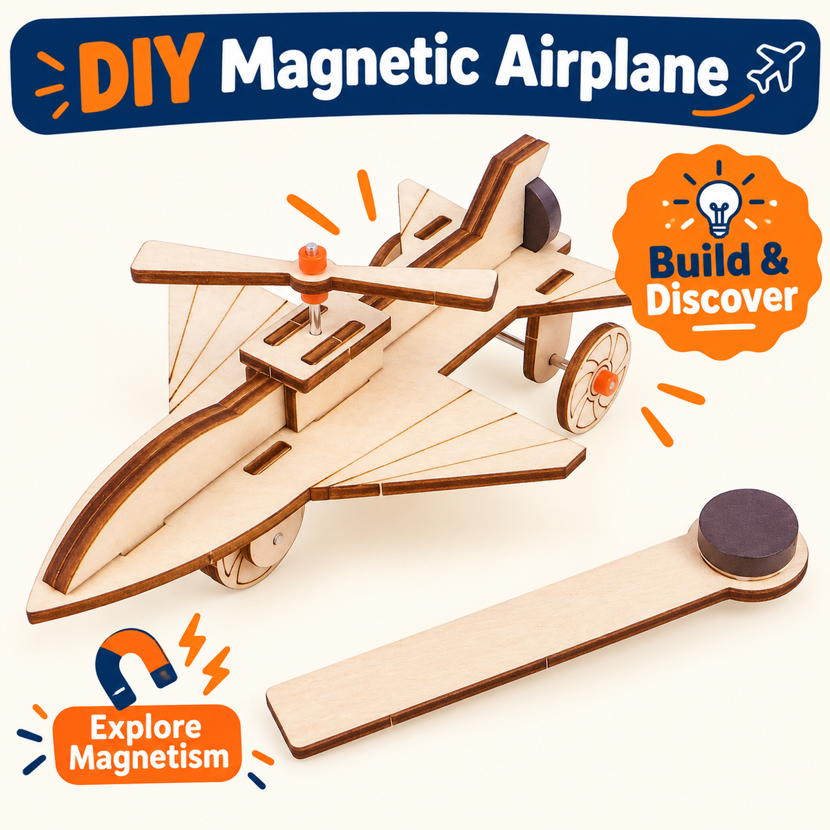 Magnetic Airplane DIY STEM kit product photo