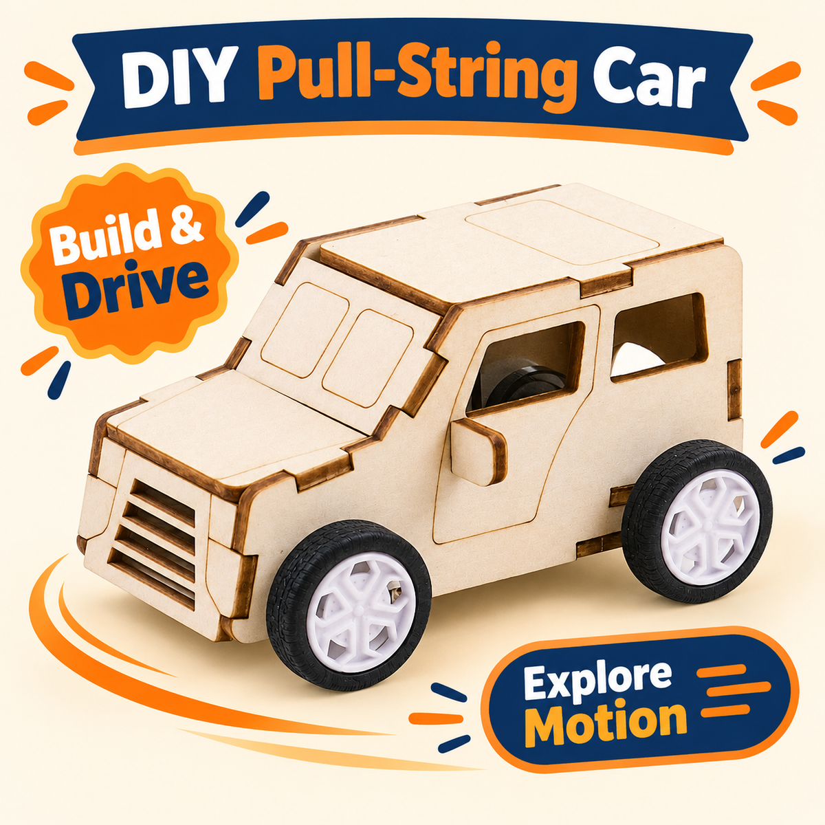 Pull-String Car DIY STEM kit product photo