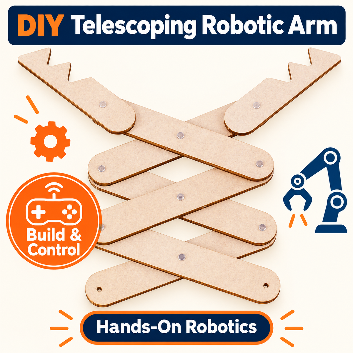 Telescoping Robotic Arm DIY STEM kit product photo